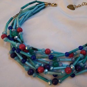 DOLMAN ITALIO BIJOUX BUGLE BEAD STATEMENT NECKLACE